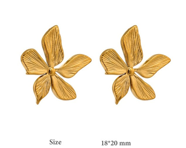 Gold Flower Stud Earring Luxoba 