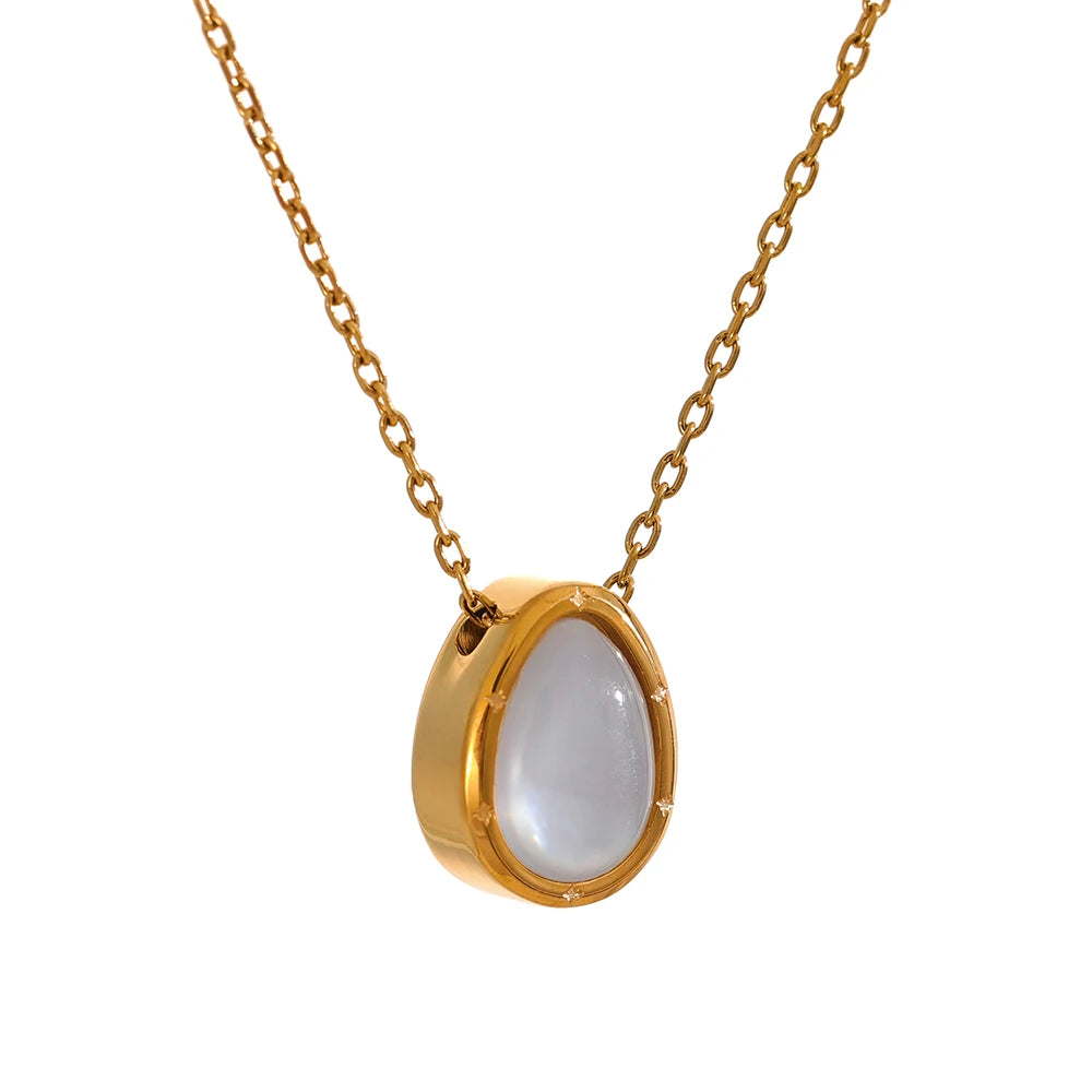 Natural Stone Pear Pendant Chain