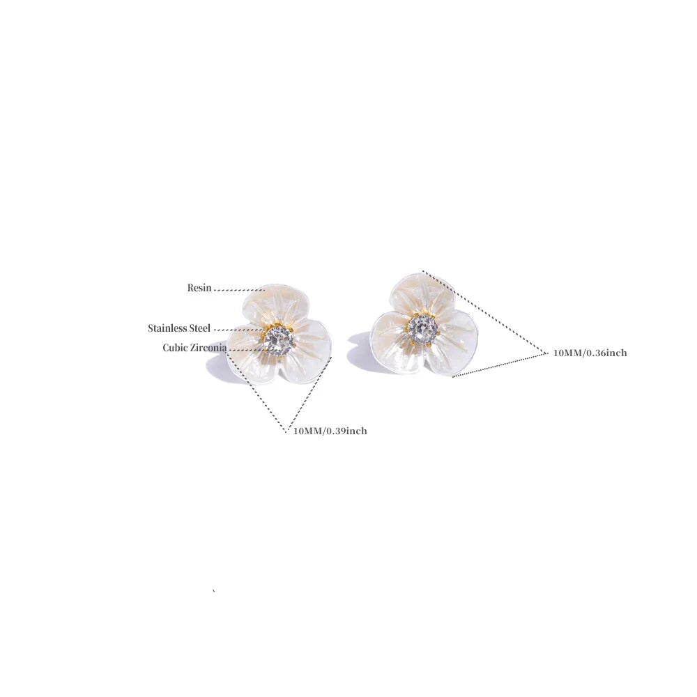 White Studded Flower Earring