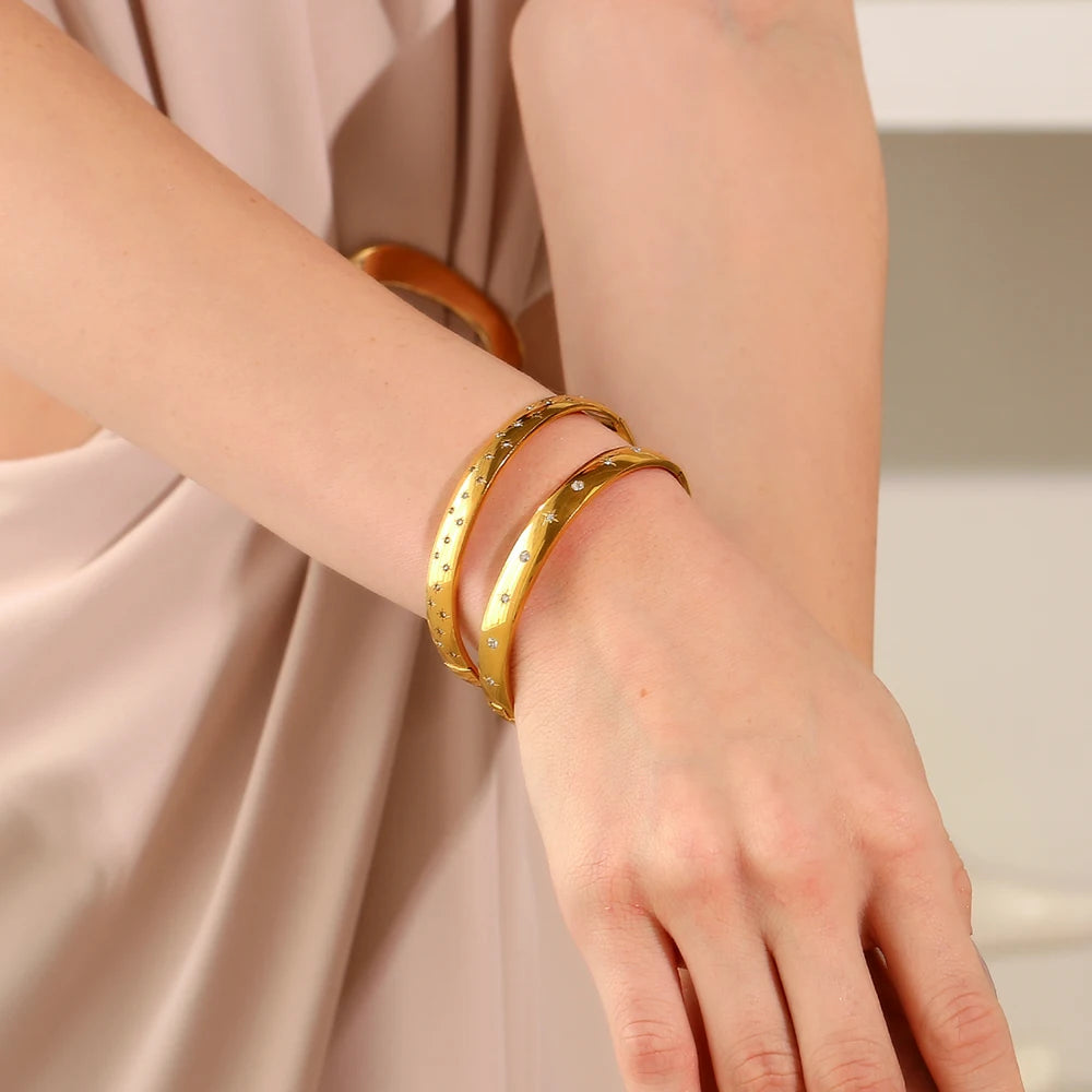 Star and Moon Studded Bangle