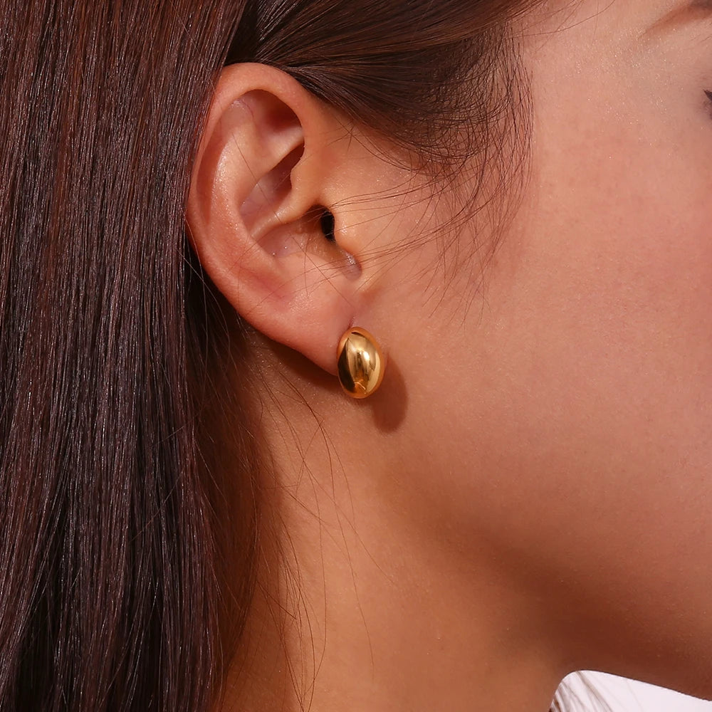 Gold Bean Stud Earring