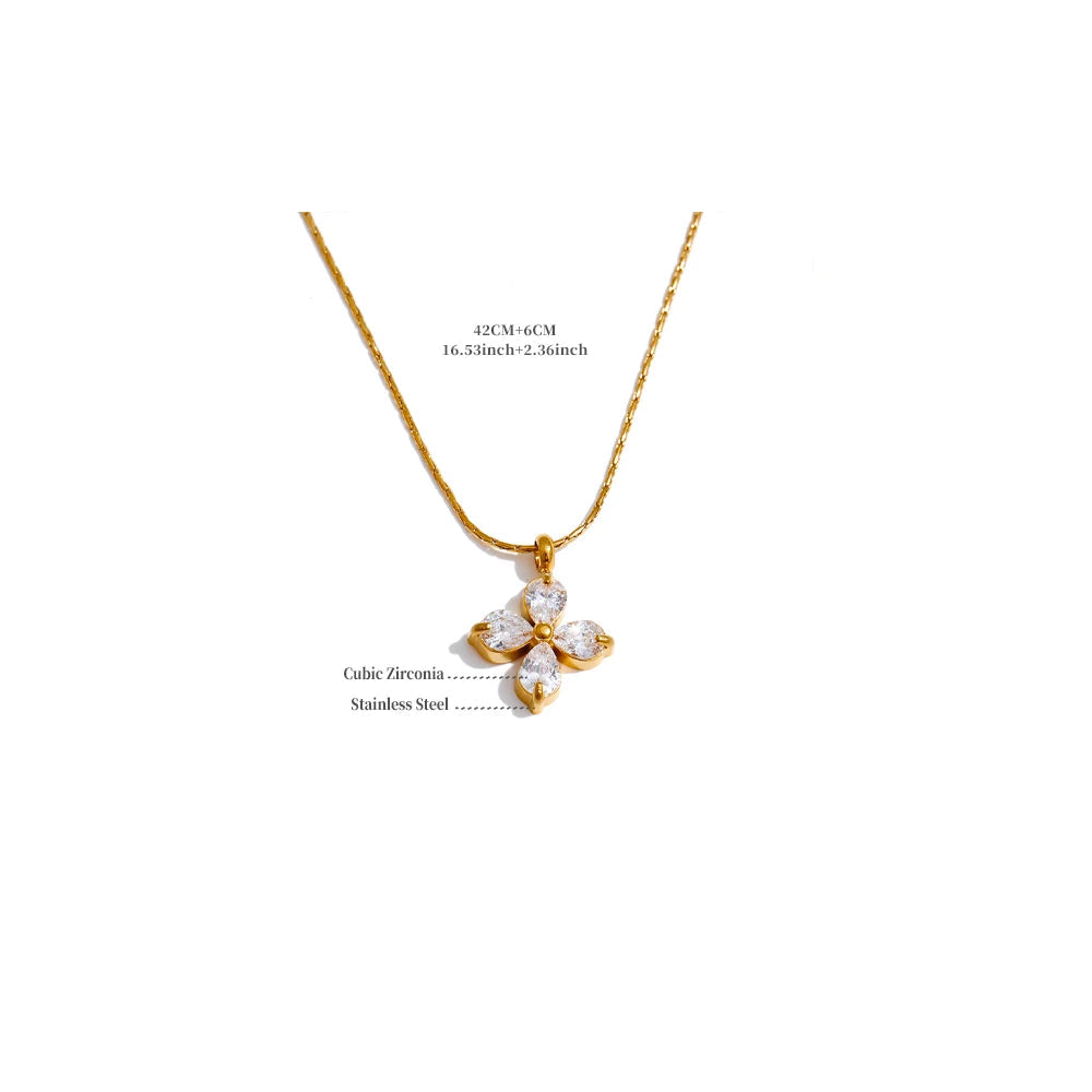 Four Petal Studded Invisible Chain