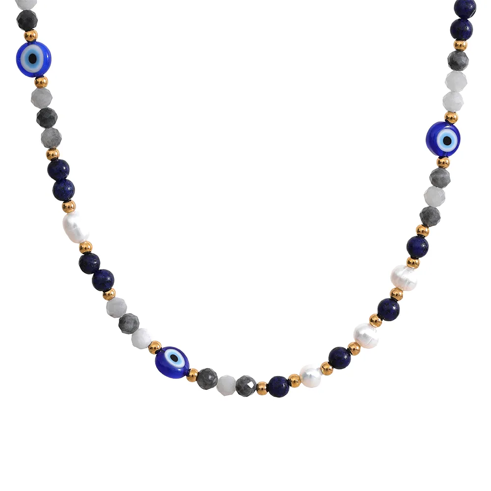 Natural Pearl Evil Eye Necklace Luxoba 