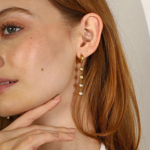 Huggies with Stone Drop Earring