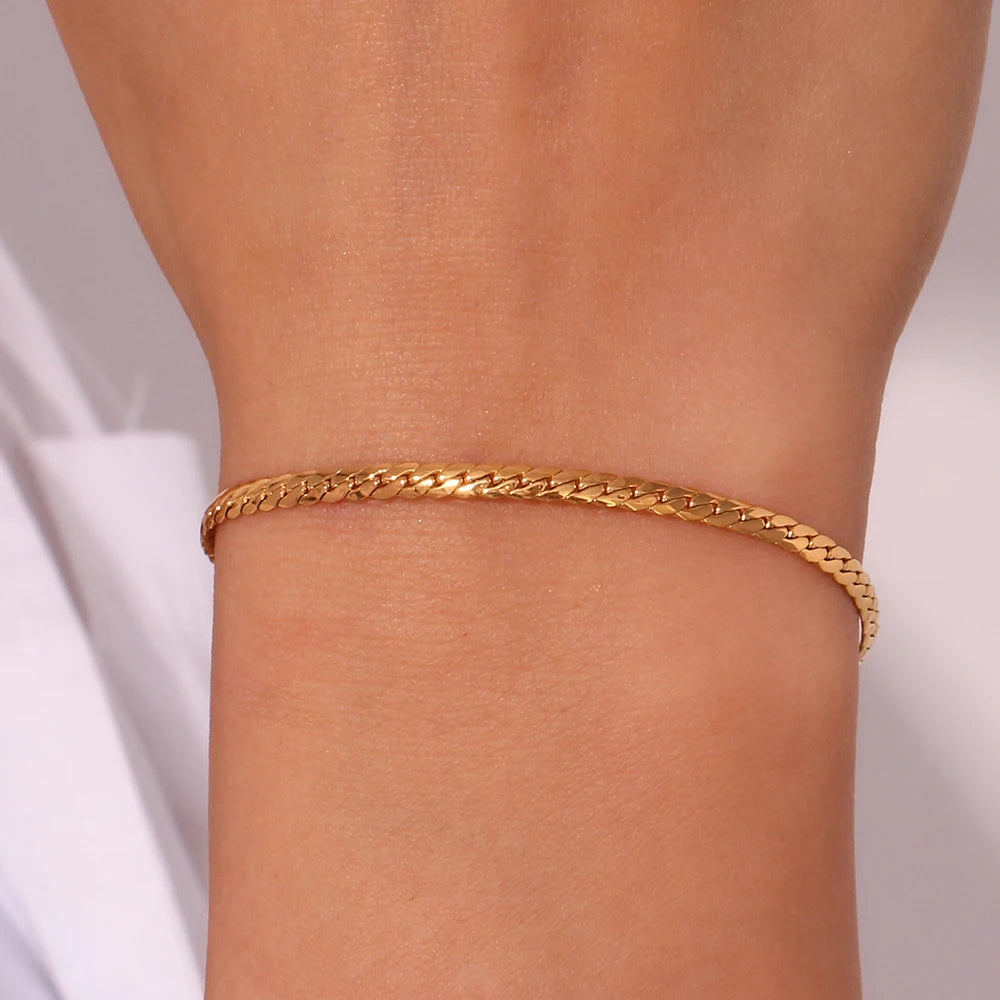 Flat Cuban Chain Bracelet
