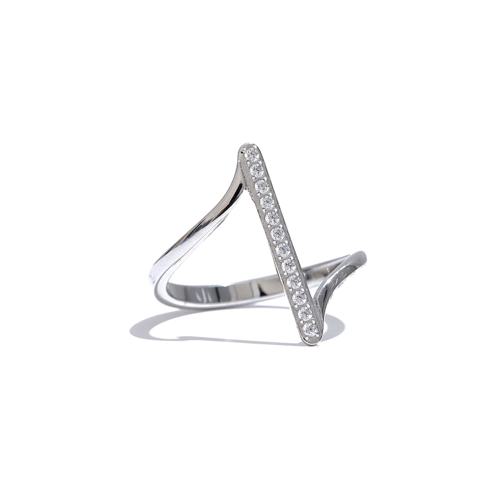 Twisted Encrusted Ring Luxoba 6 Silver 