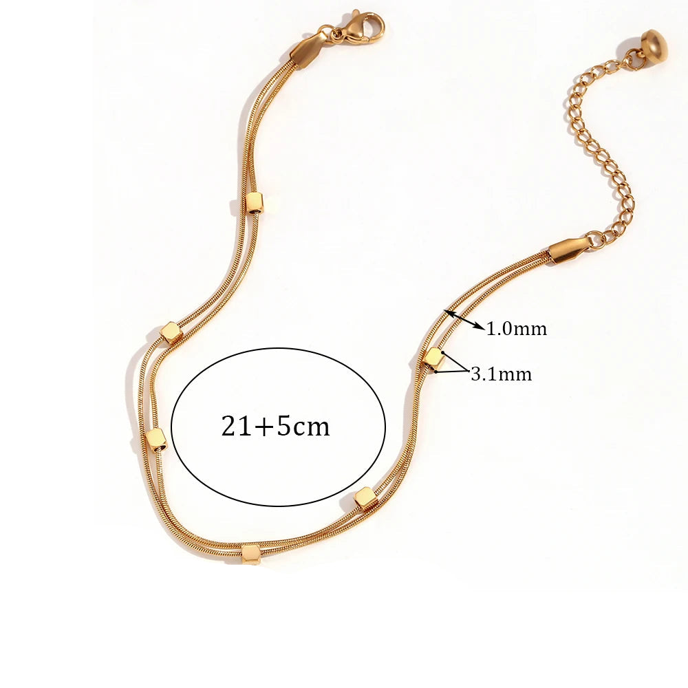 Double Layer Cube Anklet