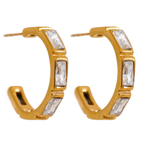Sparkle Semi Hoop Earring Luxoba Clear 