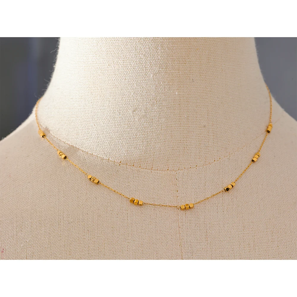 Minimalist Gold Cube Chain