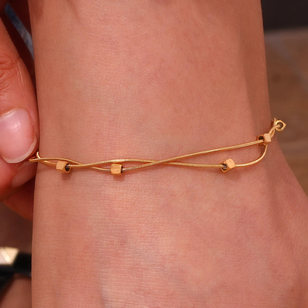 Double Layer Cube Anklet