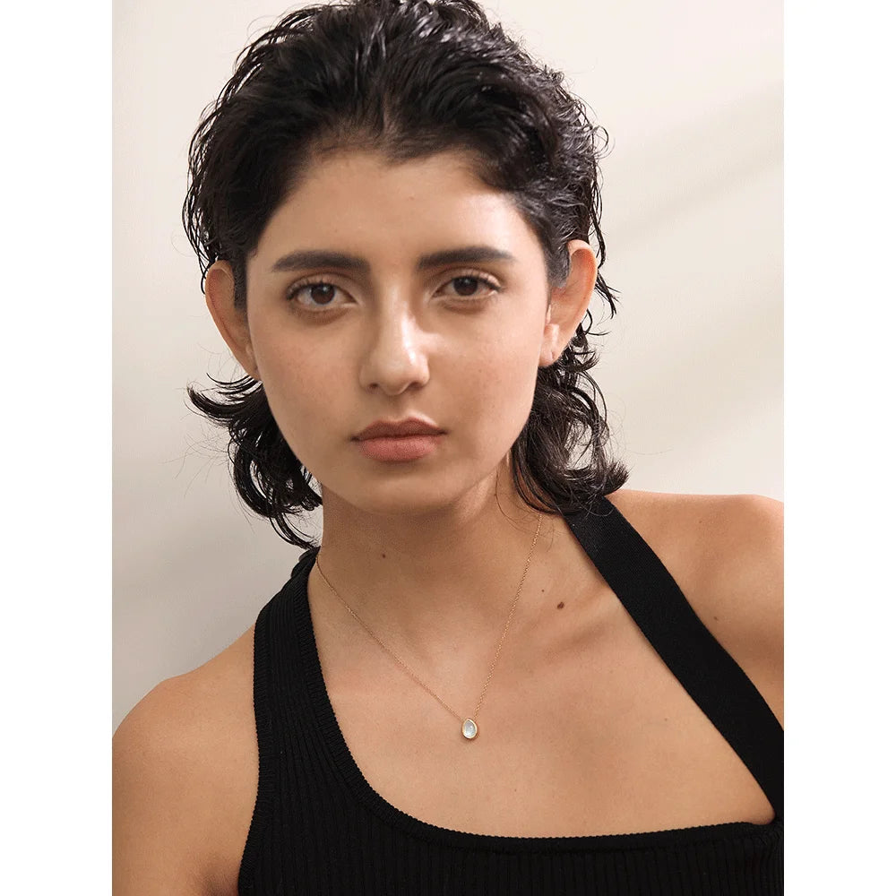 Natural Stone Pear Pendant Chain