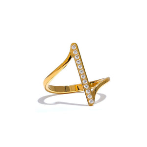 Twisted Encrusted Ring Luxoba 6 Gold 
