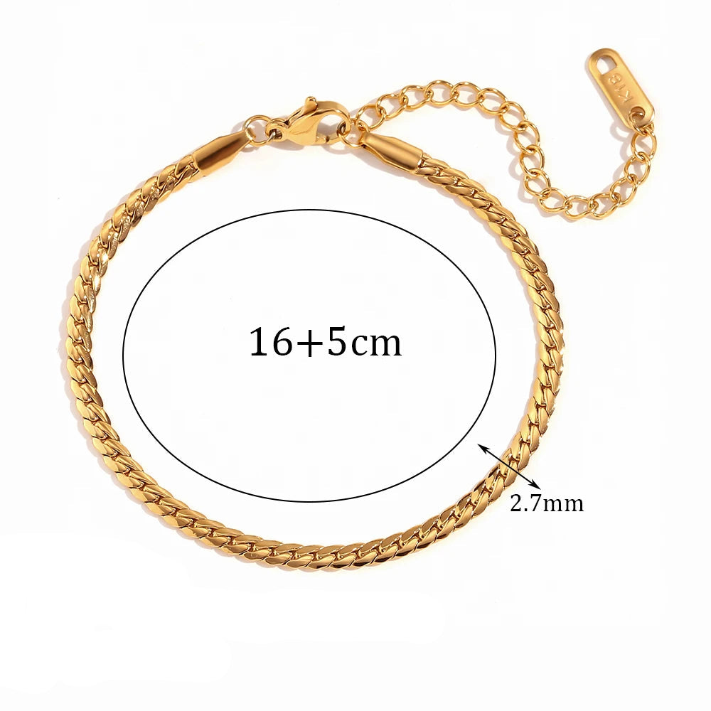 Flat Cuban Chain Bracelet