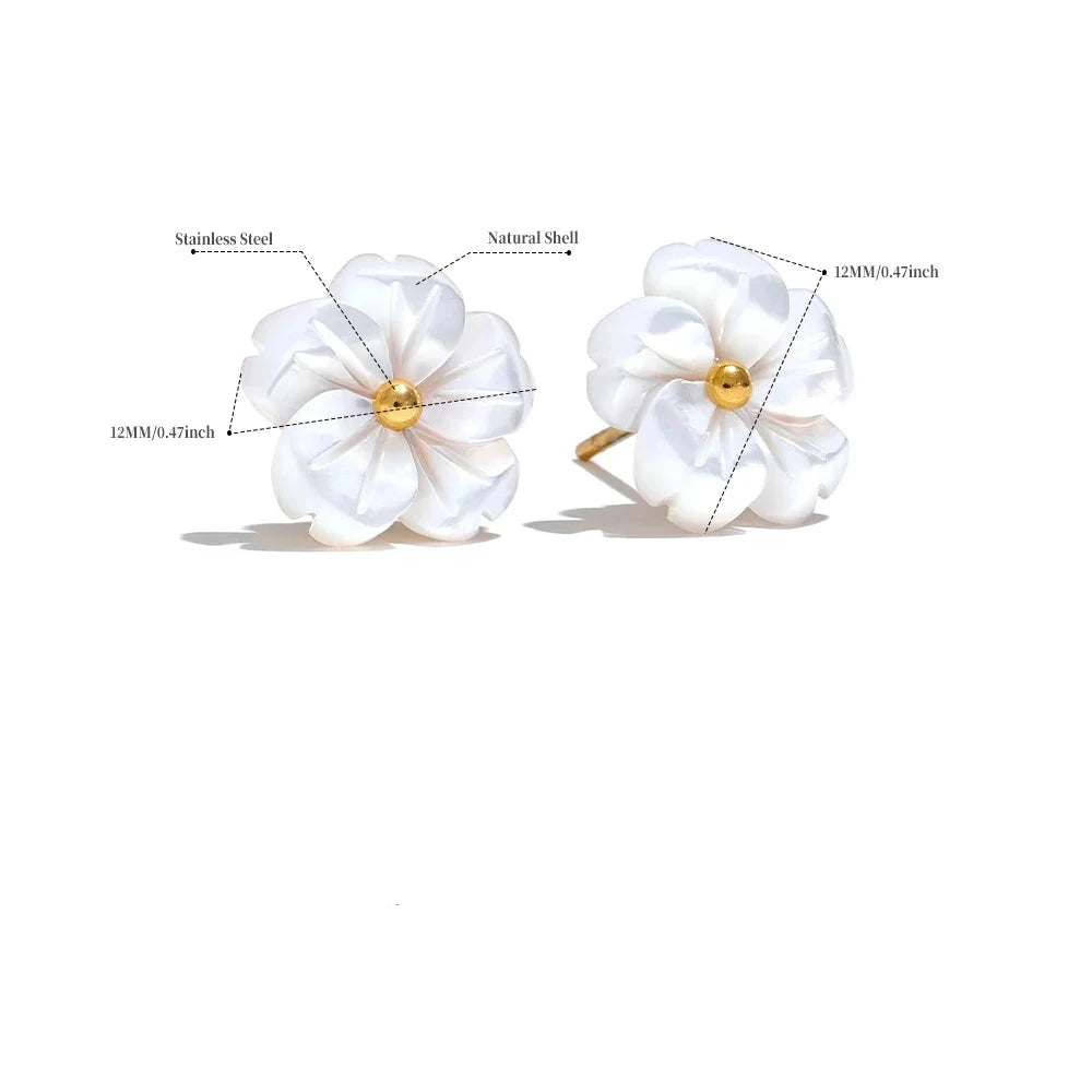 Natural Shell Flower Stud Earring