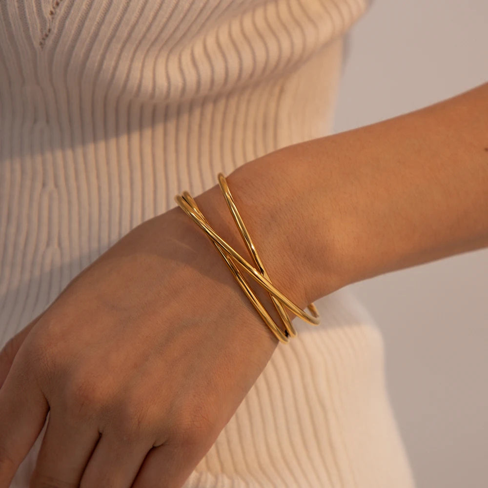 Triple Layer Hallow Cuff Bangle