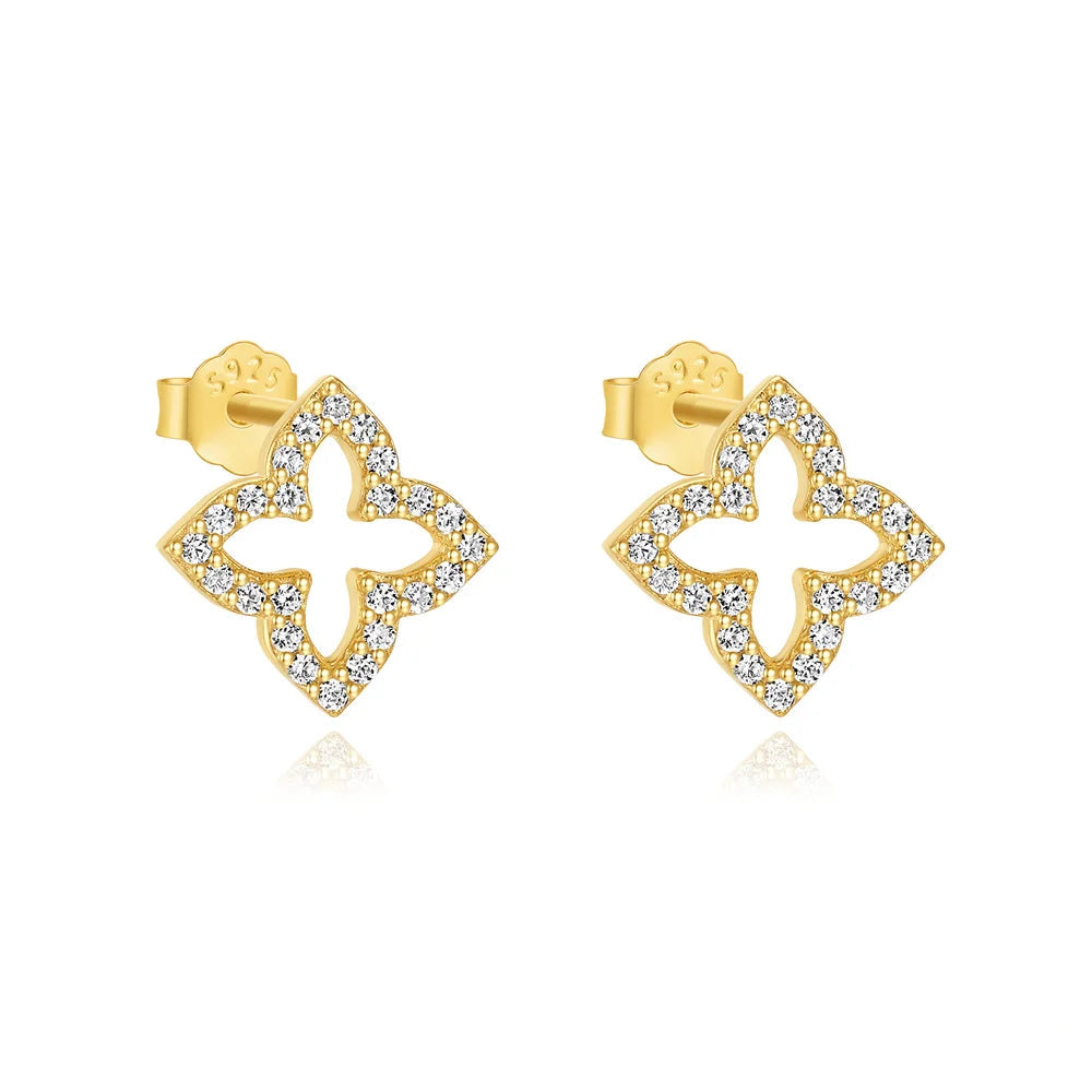 Four Petal Cutout Studded Earring