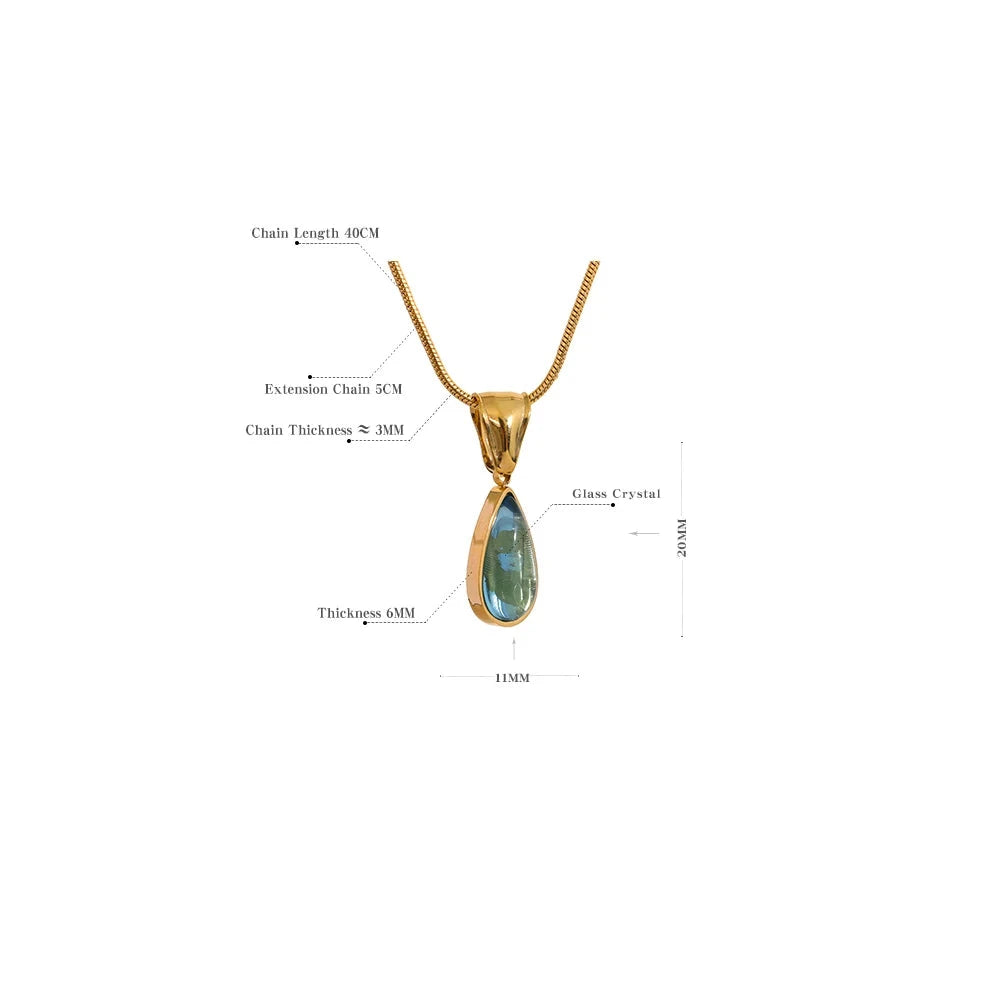 Crystal Water Drop Pendant Chain