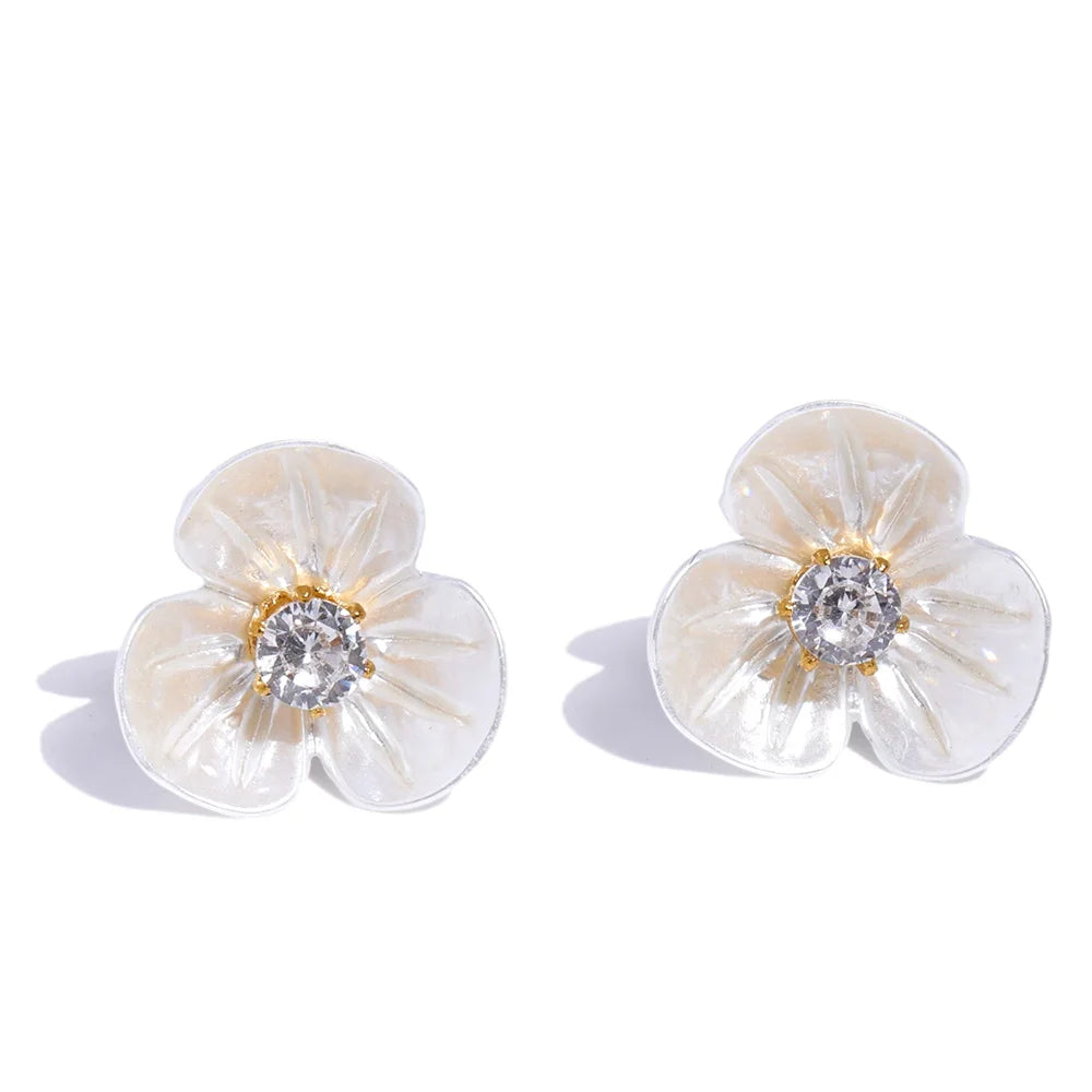 White Studded Flower Earring