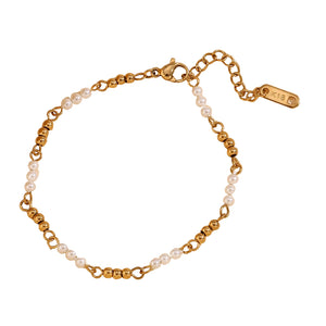 Pearl and Gold Bead Bracelet