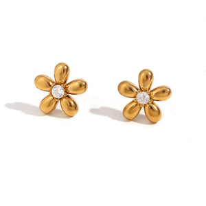 Gold Flower Stud Earring