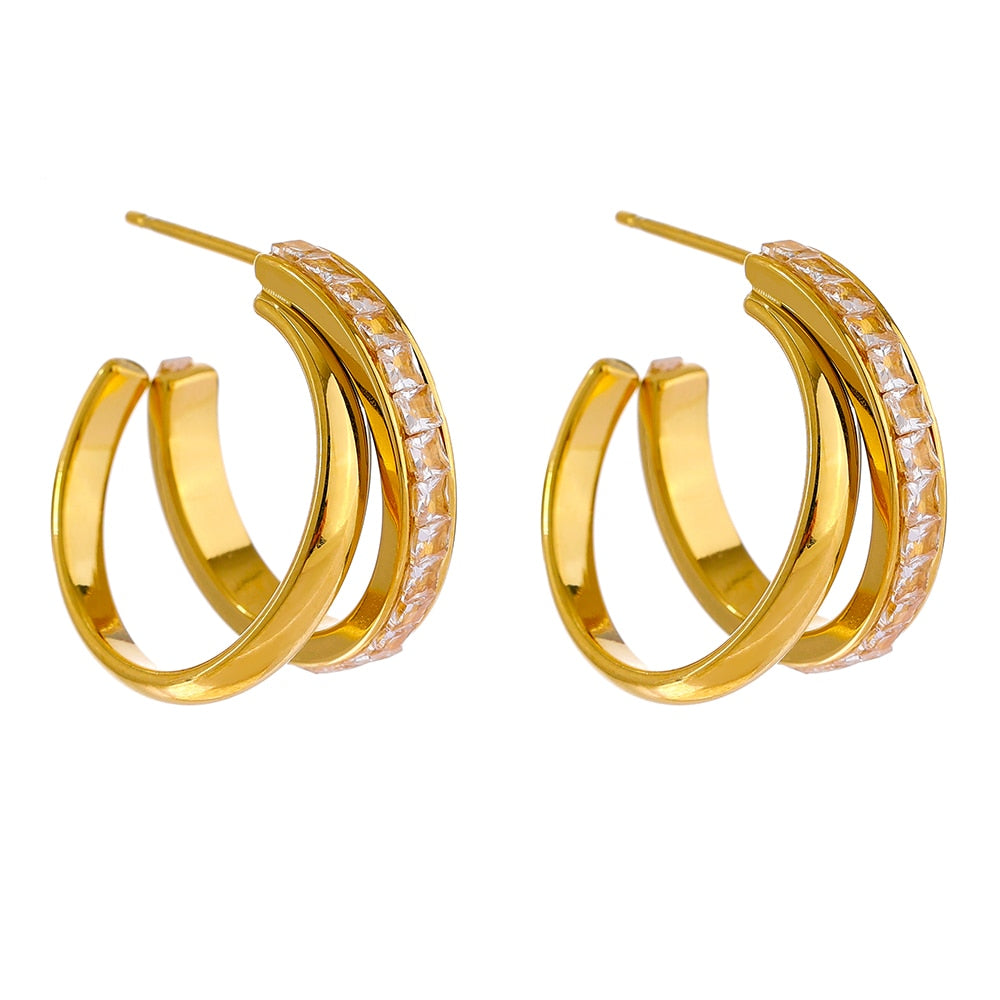 Double Hoop Earring Luxoba Gold 