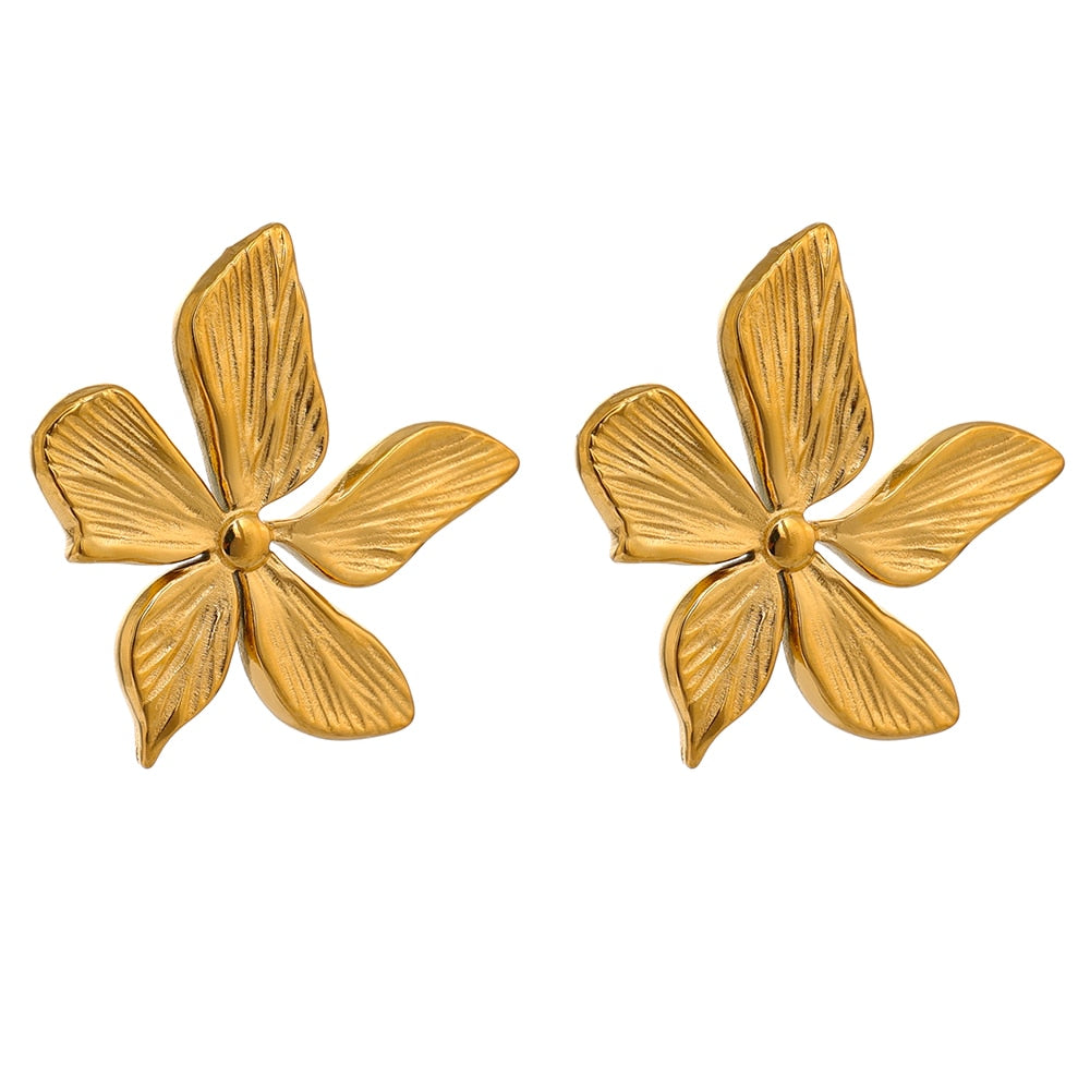 Gold Flower Stud Earring Luxoba 