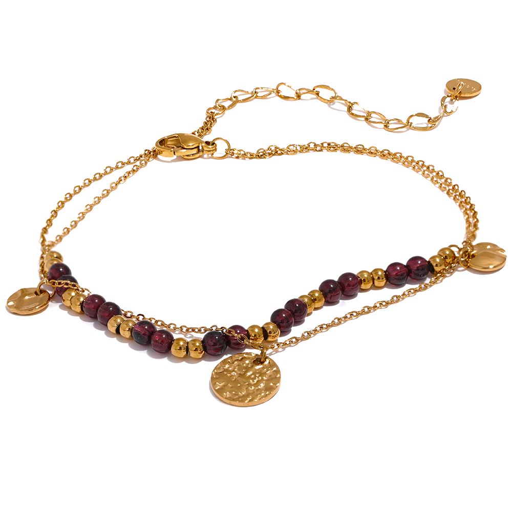 Beads Double Layer Anklet Luxoba Gold 
