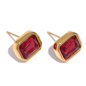 Cubic Zirconia Stud Earring Luxoba Red 