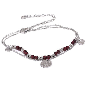 Beads Double Layer Anklet Luxoba Silver 