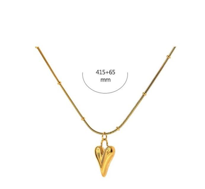 18K Gold with Solid Heart Pendant Chain Luxoba 