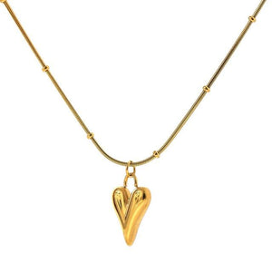 18K Gold with Solid Heart Pendant Chain Luxoba 