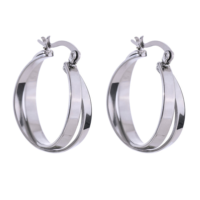 Double Hoop Earring Luxoba Silver 