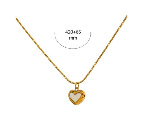18K Gold Plated Heart Shell Pendant Chain Luxoba 
